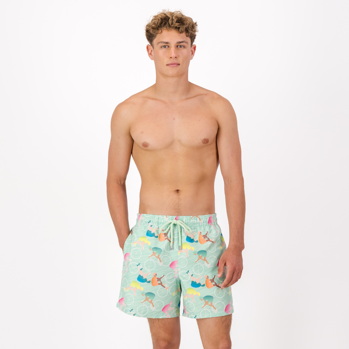 MID-LENGTH SWIM SHORTS | CYCLISTS / MINT