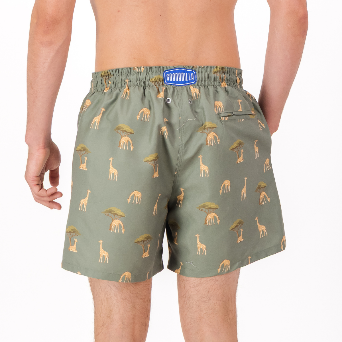 MID-LENGTH SWIM SHORTS | GIRAFFE / GREEN