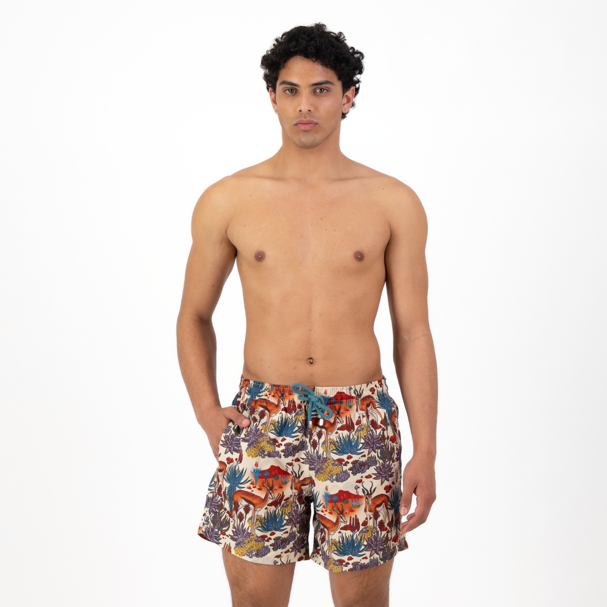 MID-LENGTH SWIM SHORTS | KAROO / CREAM