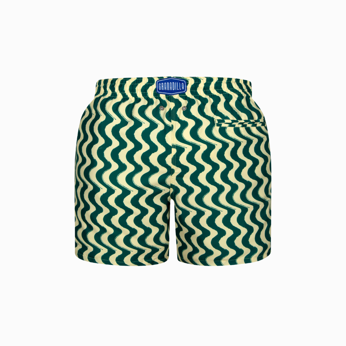MID-LENGTH SWIM SHORTS | WAVY STRIPE / GREEN